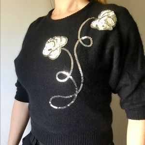 Vintage 80’s Ballerina tutu decorated sweater Silk